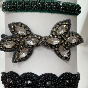 Deepa Gurnani Crystal Ponytail Holders, Hair Accessories, Set of 3